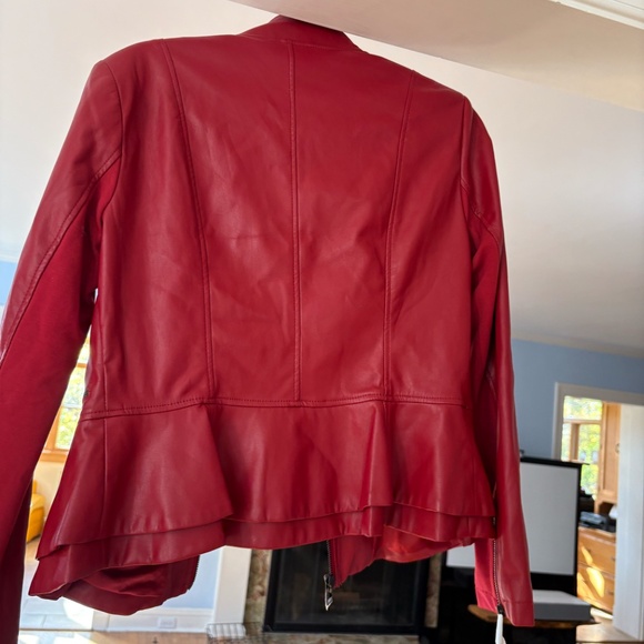BRAND NEW G.I.L.I. RED Vegan Leather Peplum Jacket Size 10 - Picture 3 of 3